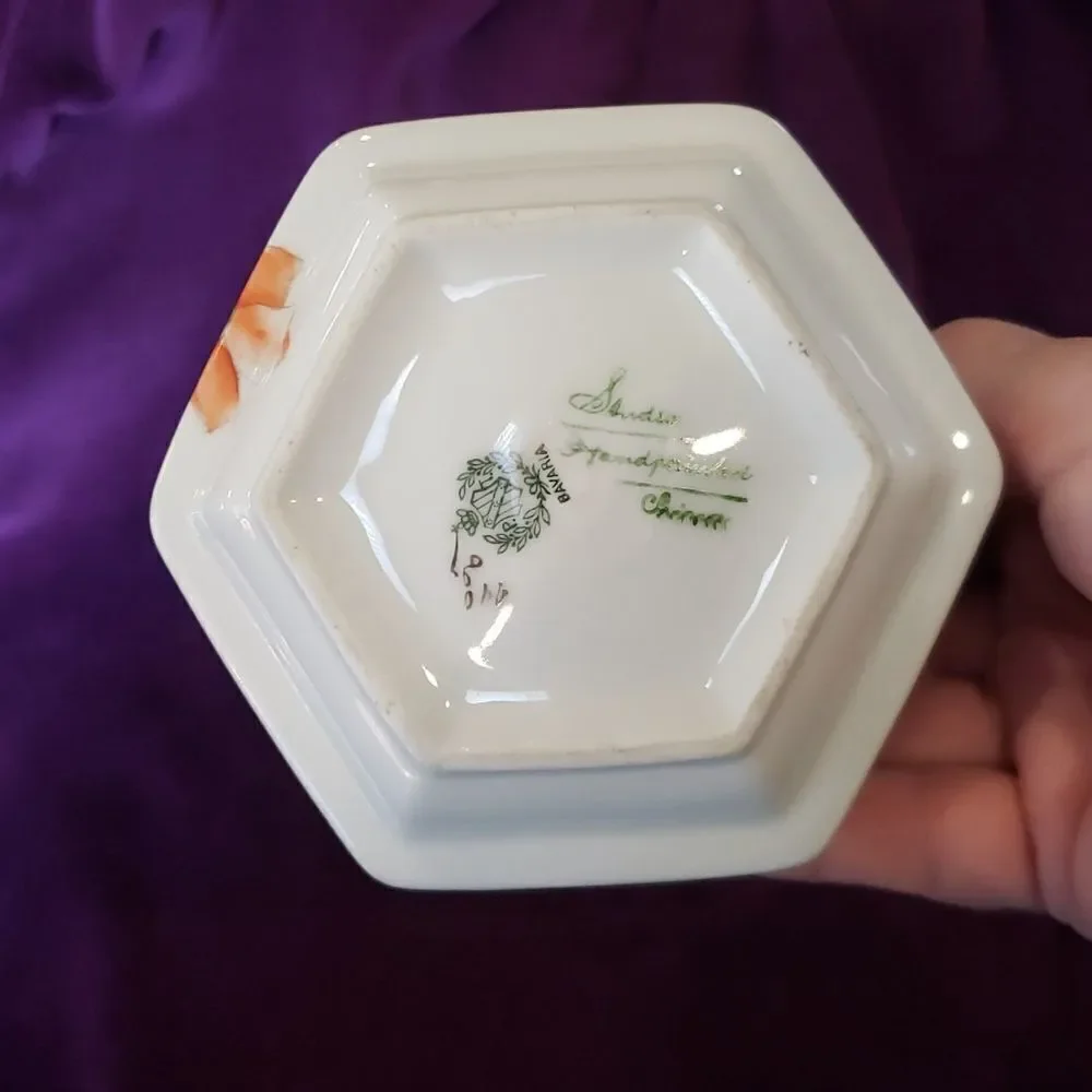 Vintage Hand-Painted Bavarian Floral Porcelain Creamer with Gold Trim